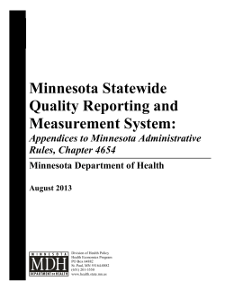 Minnesota Statewide Quality Reporting and Measurement System: Appendices to Minnesota Administrative Rules, Chapter 4654, August 2013 (PDF: 408KB/66 pgs)