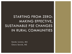 5. Starting From Zero: A Rural Perspective on Making Effective, Sustainable Policy, Systems and Environmental Changes in Rural Communities