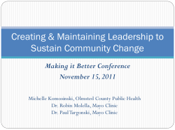 9. Creating and Maintaining Community Leadership to Sustain Policy, Systems and Environmental Changes