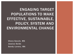 4. Engaging Target Populations to Make Effective, Sustainable Policy, Systems and Environmental Change