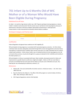 701 - Infant Up to 6 Months Old of WIC Mother, or of a Woman Who Would Have Been Eligible during Pregnancy (PDF)