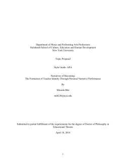 Narratives of Becoming: The Formation of Teacher Identity Through Personal Narrative Performance