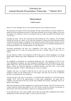 2012 annual results transcript