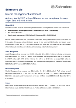 q1 2015 interim management statement