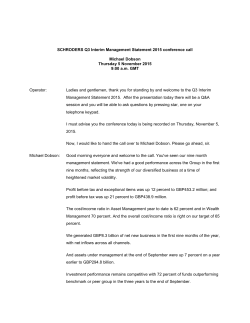 q3 2015 interim management statement transcript