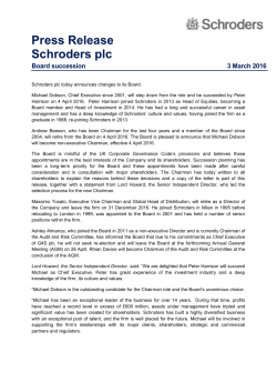 annual results 2015 board succession press release