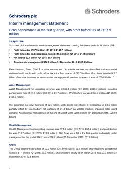 q1 2016 interim management statement final