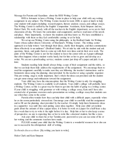 Message for Parents and Guardians