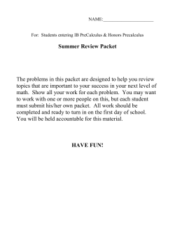 Honors and IB PreCalculus