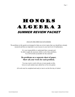 Honors Algebra 2