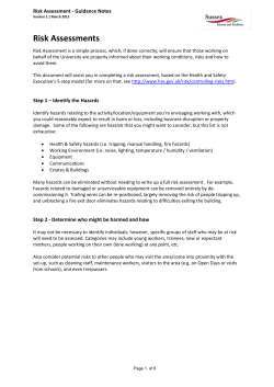 Guidance Note on Risk Assessments (RAs) [DOC 126.50KB]