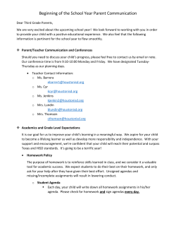 Beginning of the School Year Parent Communication
