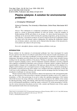 Plasma catalysis: A solution for environmental problems