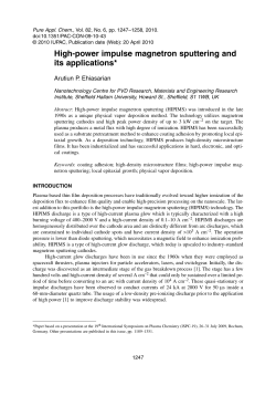High-power impulse magnetron sputtering and its applications
