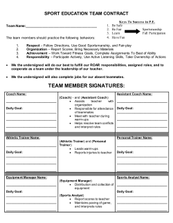 2014-2015 Sport Education Team Contract