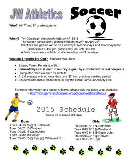 2015 Soccer Schedule