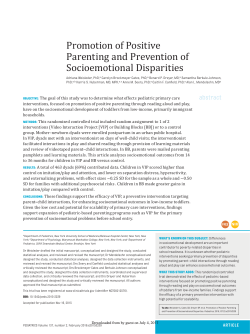 Promotion of Positive Parenting and Prevention of Socioemotional Disparities
