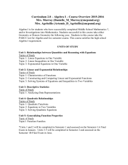 C 2.0 Algebra Overview 15-16