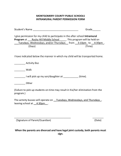 Intramural Permission Slip 2015-2016