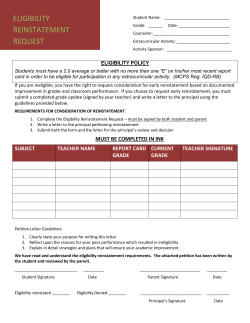 Eligibility Reinstatement Form