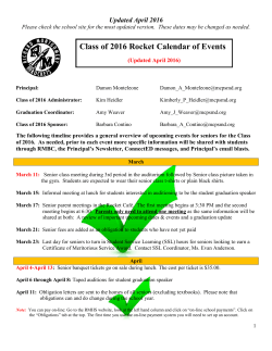 Senior Class Calender (Updated April 2016)&nbsp;