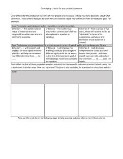 Developing Criteria and Timeline (PDF)