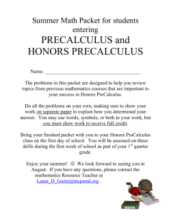 PreCalc and Honors PreCalc