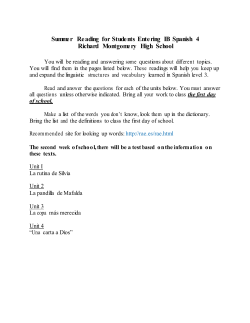 IB Spanish 4 Summer Reading