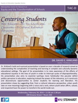 Centering Students: How Educators can Fix Schools and Classrooms - A Cultural Relevance Perspective