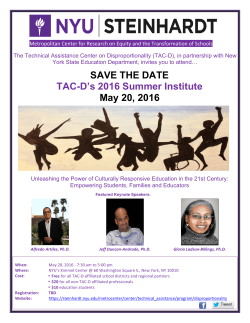 TAC-D 2016 SUMMER INSTITUTE