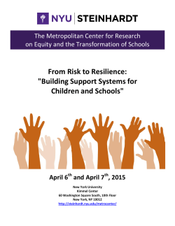 From Risk to Reslience: "Building Support Systems for Children and Schools"