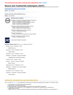 NSF Secure and Trustworthy Cyberspace (SaTC):