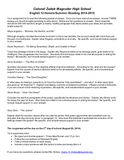 English 12 Honors Summer Reading 2014-2015