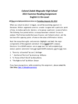 2014 Summer Reading Assignment English 11 On-Level&nbsp;