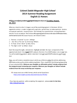 2014 Summer Reading Assignment English 11 Honors 