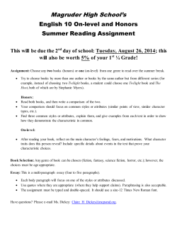 English 10 On-level and Honors Summer Reading Assignment