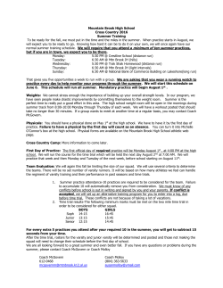 Cross Country Summer Training