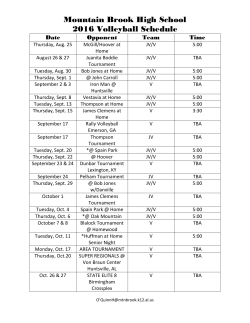 2016 Fall Schedule