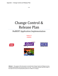 Appendix I - HuBERT Change Control and Release Plan (PDF: 1.2MB/20 pages)