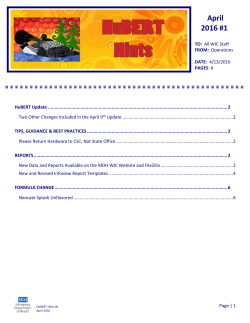 April 2016 HuBERT Hints #1 (PDF)