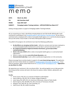 Emerging Leaders Training Institute &ndash; APPLICATIONS Due March 31st (PDF)