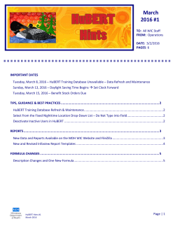 March 2016 HuBERT Hints #1 (PDF)