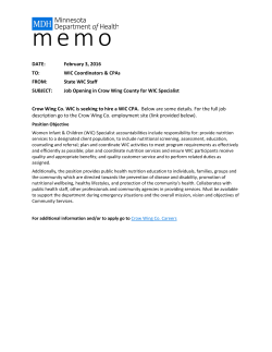 Job Opening in Crow Wing County for WIC Specialist (PDF)
