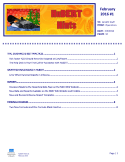 February 2016 HuBERT Hints #1 (PDF)
