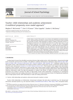 Teacher-child relationships and academic achievement: A multilevel propensity score model approach.