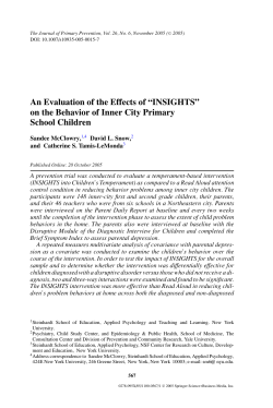An evaluation of the effects of INSIGHTS on the behavior of inner city primary school children