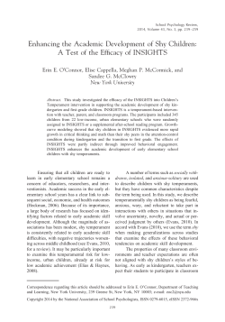 Enhancing the academic development of shy children: A test of the efficacy of INSIGHTS