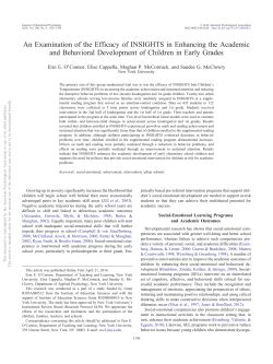 An examination of the efficacy of INSIGHTS in enhancing the academic learning context.