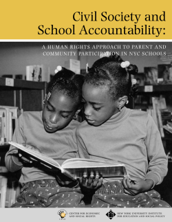 Sullivan, E., edited by Catherine Albisa, Norm Fruchter Kavitha Mediratta (2003). Civil Society and School Accountability, A Human Rights Approach to Parent and Community Participation in New York City Schools. New York: Center for Economic and Social Rights New York University Institute for Education and Social Policy.