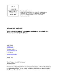 Conger, D., Schwartz, A. E., Stiefel, L. (2003). Who Are Our Students: A Statistical Portrait of Immigrant Students in New York City Elementary and Middle Schools . New York University Taub Urban Research Center.